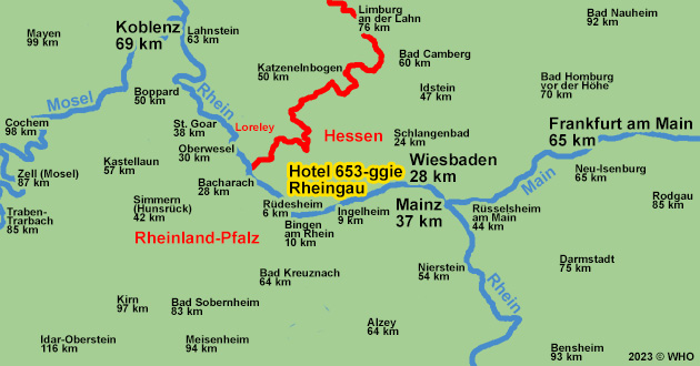 Urlaub ber Silvester Hotel im Rheingau Silvester-Kurzurlaub im Waldhotel zwischen Geisenheim am Rhein, Rdesheim, Schloss Johannisberg, Eberbach und Wiesbaden in Hessen.
